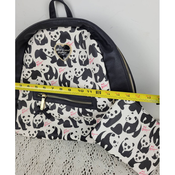 Betsey Johnson Oversized Panda Floral Backpack  & Phone Pouch NEW w/ Tags - Picture 3 of 13